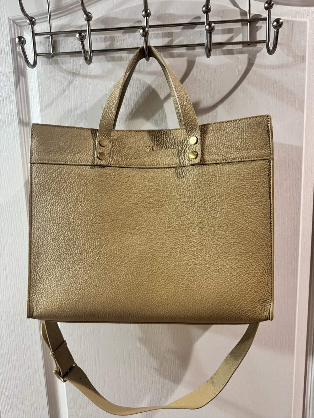 Mark & Graham Gold Pebbled Leather Tote with Adjustable Strap